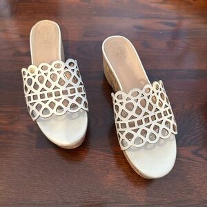 Tory Burch White Wedge Sandals
